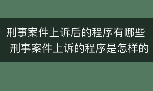 刑事案件上诉后的程序有哪些 刑事案件上诉的程序是怎样的