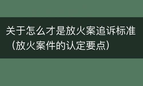 关于怎么才是放火案追诉标准（放火案件的认定要点）
