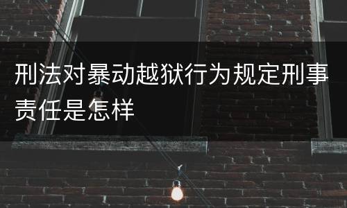 刑法对暴动越狱行为规定刑事责任是怎样