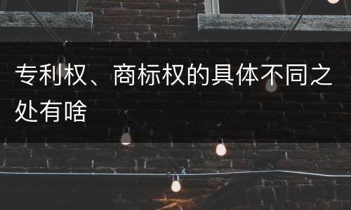 专利权、商标权的具体不同之处有啥