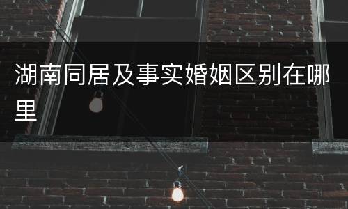 湖南同居及事实婚姻区别在哪里