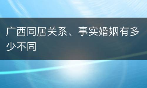 广西同居关系、事实婚姻有多少不同