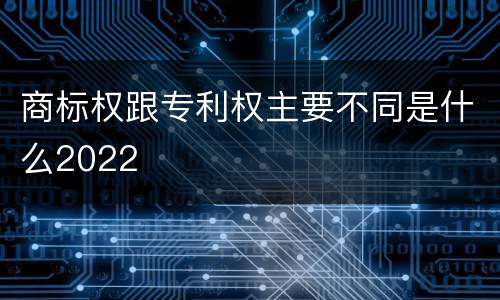 商标权跟专利权主要不同是什么2022