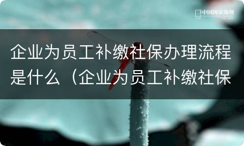 企业为员工补缴社保办理流程是什么（企业为员工补缴社保办理流程是什么意思）