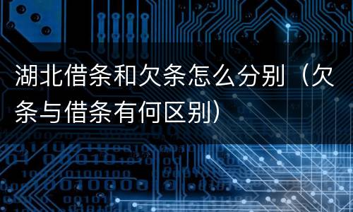 湖北借条和欠条怎么分别（欠条与借条有何区别）