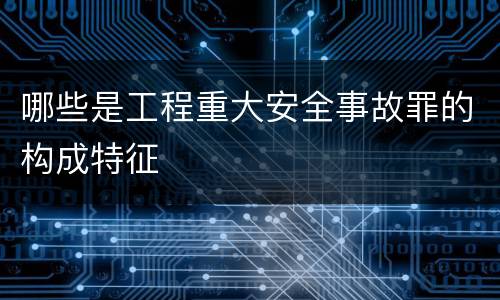 哪些是工程重大安全事故罪的构成特征