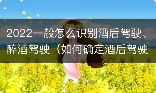 2022一般怎么识别酒后驾驶、醉酒驾驶（如何确定酒后驾驶）