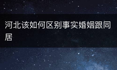 河北该如何区别事实婚姻跟同居