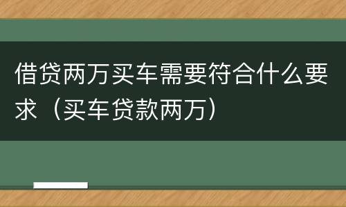 借贷两万买车需要符合什么要求（买车贷款两万）