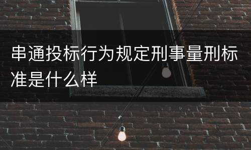 串通投标行为规定刑事量刑标准是什么样