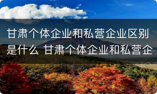 甘肃个体企业和私营企业区别是什么 甘肃个体企业和私营企业区别是什么呢