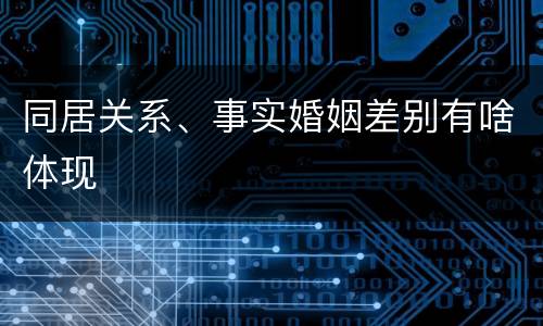 同居关系、事实婚姻差别有啥体现