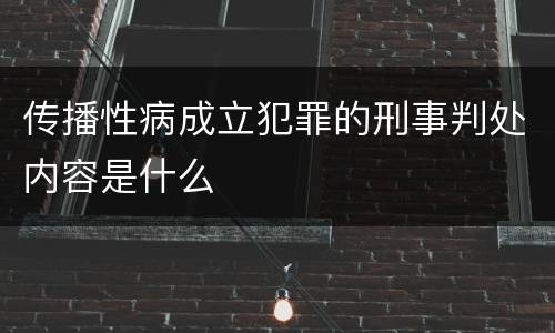 传播性病成立犯罪的刑事判处内容是什么