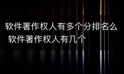 软件著作权人有多个分排名么 软件著作权人有几个