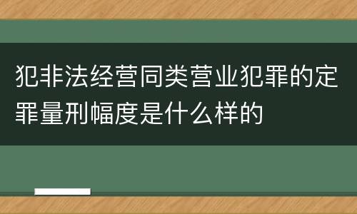 犯非法经营同类营业犯罪的定罪量刑幅度是什么样的
