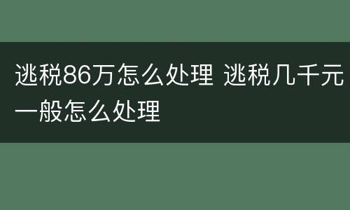 逃税86万怎么处理 逃税几千元一般怎么处理