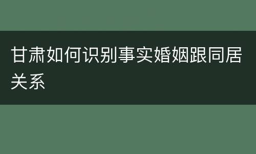 甘肃如何识别事实婚姻跟同居关系