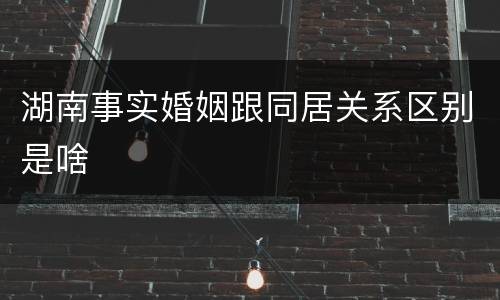 湖南事实婚姻跟同居关系区别是啥