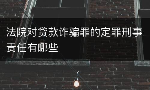 法院对贷款诈骗罪的定罪刑事责任有哪些