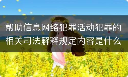 帮助信息网络犯罪活动犯罪的相关司法解释规定内容是什么