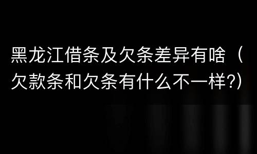 黑龙江借条及欠条差异有啥（欠款条和欠条有什么不一样?）