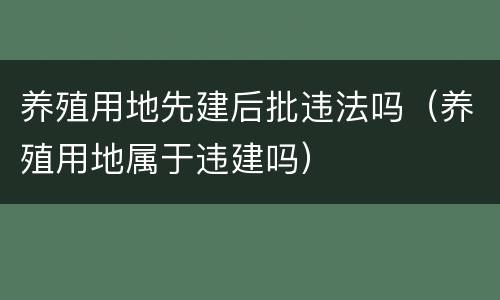 养殖用地先建后批违法吗（养殖用地属于违建吗）