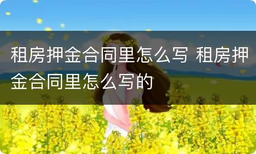 租房押金合同里怎么写 租房押金合同里怎么写的