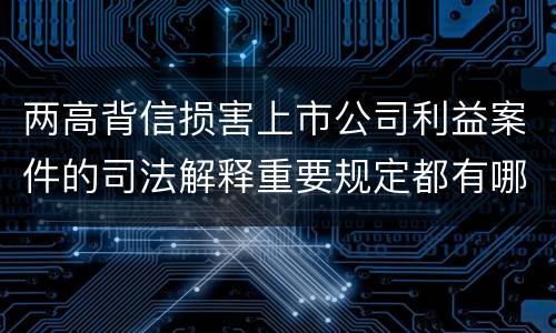 两高背信损害上市公司利益案件的司法解释重要规定都有哪些