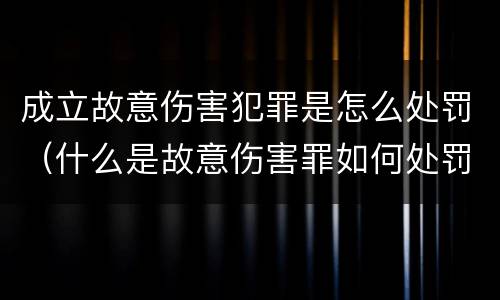 成立故意伤害犯罪是怎么处罚（什么是故意伤害罪如何处罚）