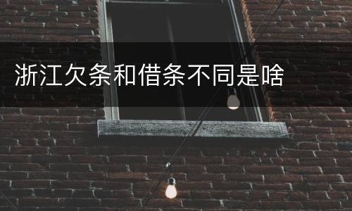 浙江欠条和借条不同是啥