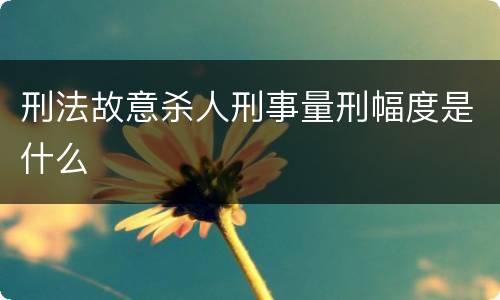 刑法故意杀人刑事量刑幅度是什么