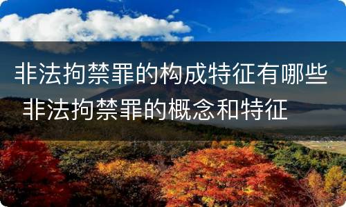 非法拘禁罪的构成特征有哪些 非法拘禁罪的概念和特征