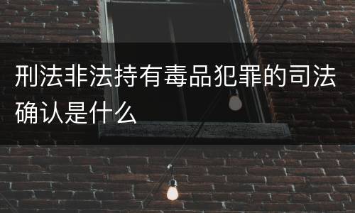刑法非法持有毒品犯罪的司法确认是什么