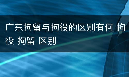 广东拘留与拘役的区别有何 拘役 拘留 区别