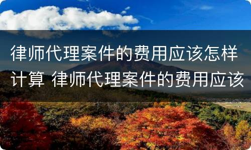 律师代理案件的费用应该怎样计算 律师代理案件的费用应该怎样计算呢