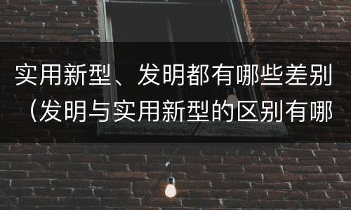 实用新型、发明都有哪些差别（发明与实用新型的区别有哪些）