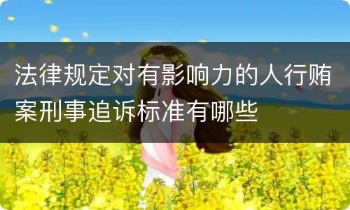 法律规定对有影响力的人行贿案刑事追诉标准有哪些