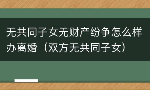 无共同子女无财产纷争怎么样办离婚（双方无共同子女）