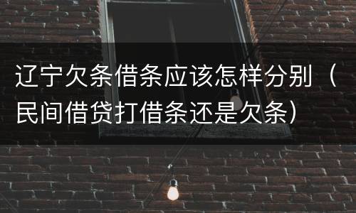 辽宁欠条借条应该怎样分别（民间借贷打借条还是欠条）