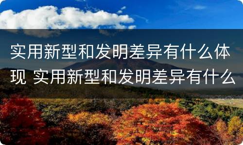 实用新型和发明差异有什么体现 实用新型和发明差异有什么体现呢