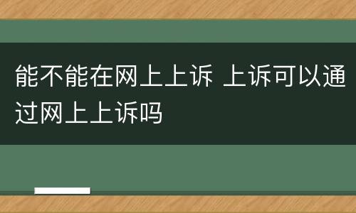 能不能在网上上诉 上诉可以通过网上上诉吗