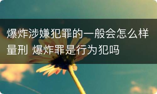 爆炸涉嫌犯罪的一般会怎么样量刑 爆炸罪是行为犯吗