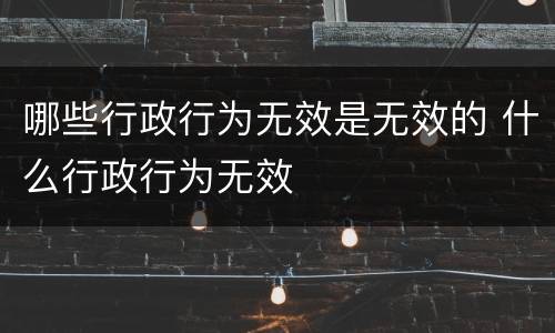 哪些行政行为无效是无效的 什么行政行为无效