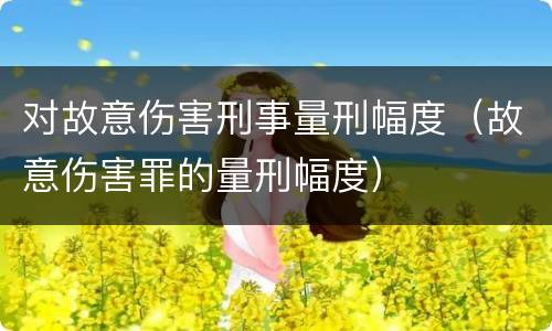 对故意伤害刑事量刑幅度（故意伤害罪的量刑幅度）