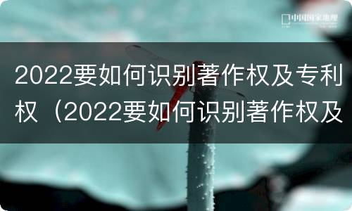 2022要如何识别著作权及专利权（2022要如何识别著作权及专利权呢）
