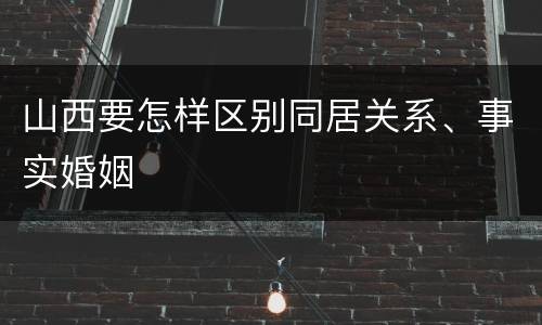 山西要怎样区别同居关系、事实婚姻
