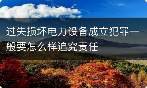 过失损坏电力设备成立犯罪一般要怎么样追究责任