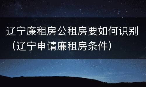 辽宁廉租房公租房要如何识别（辽宁申请廉租房条件）
