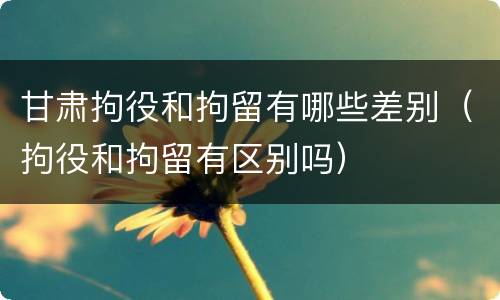 甘肃拘役和拘留有哪些差别（拘役和拘留有区别吗）