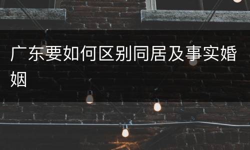 广东要如何区别同居及事实婚姻